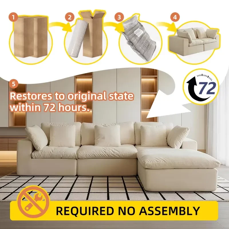 Modern Modular Furniture Compressed Sofas L Shaped Memory Foam Compressed Sofas Empty Sectional Canape Sponge Roll