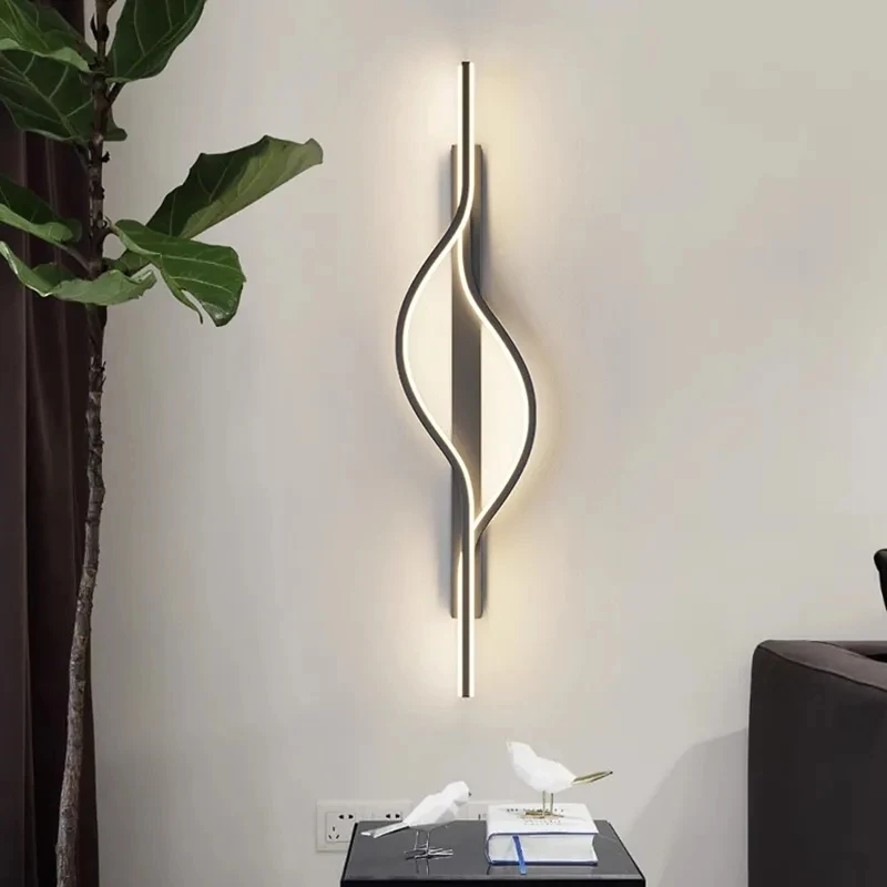 Modern LED Wall Lamp Black Curves Sconce Bedroom Bedside Living Rooms Sofa Corridor Entrance Hall Home Decor Lights Luster