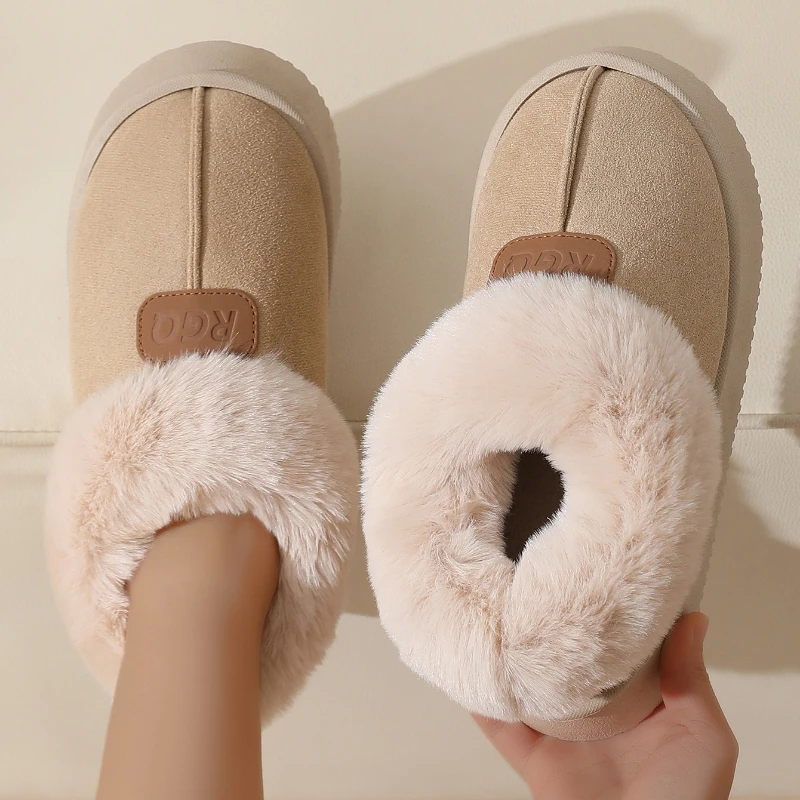 

Home Slipper Women Winter Warm Fuzzy Fur Plush Indoor Lazy Female Thermal House Shoe Men Furry Flat Flip Flop Platform Fluffy