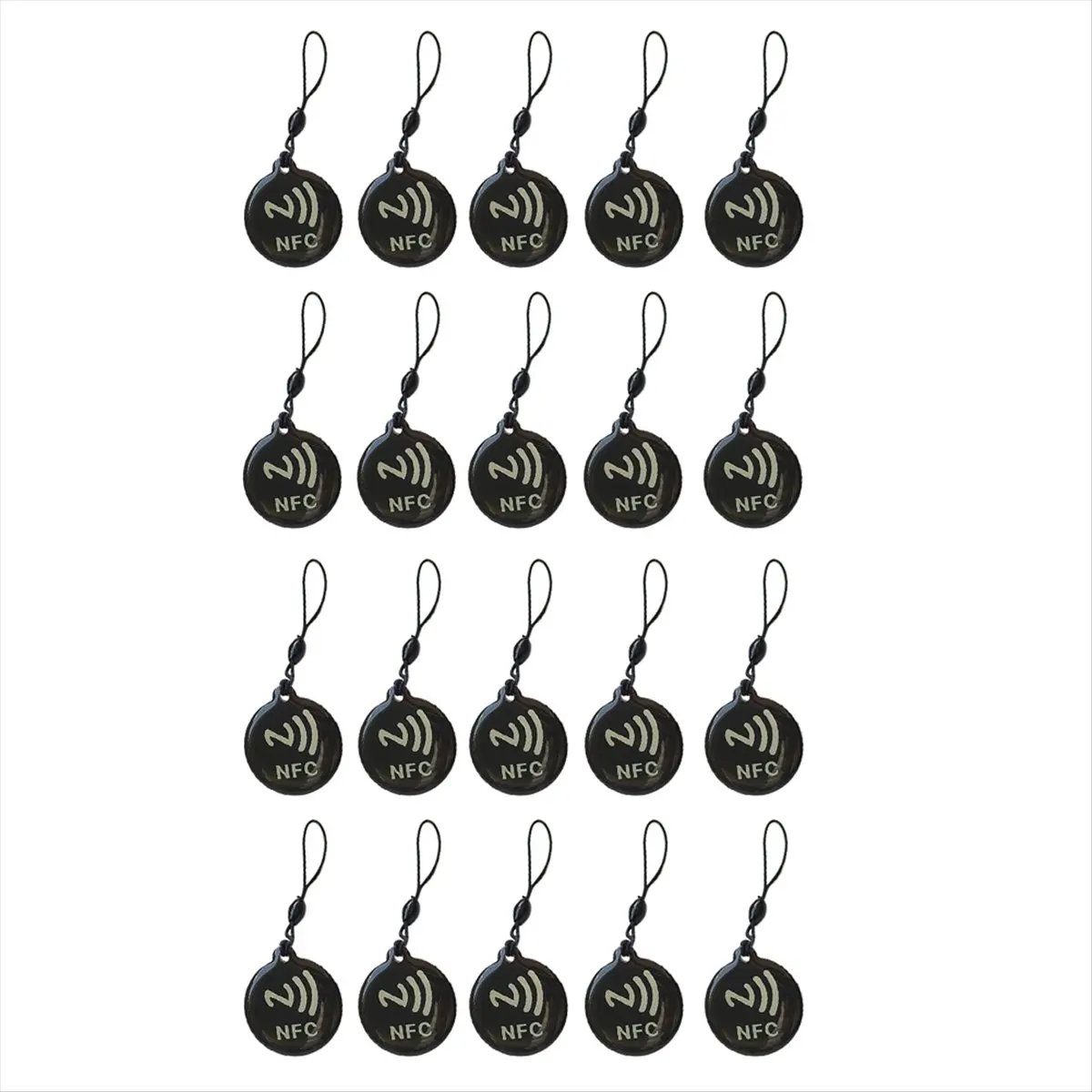 A14M 20Pcs NFC Tags Lable Ntag213 13.56mhz Smart Card for All NFC Enabled Phone Smart Business Card NFC 31.5x28mm Black