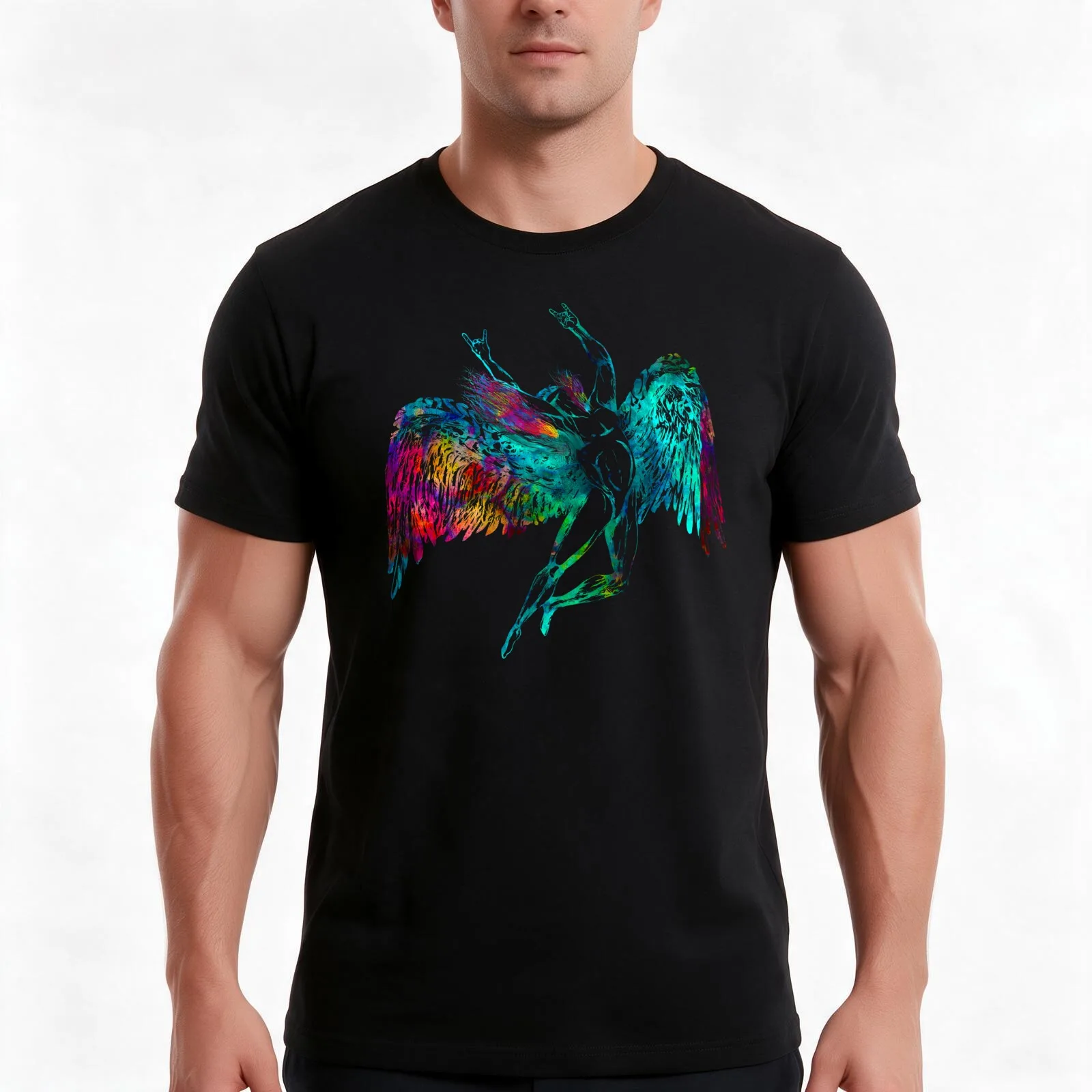 ICARUS THROWS THE HORNS - WATERCOLOR ***FAV ICARUS GONE? SEE BELOW*** T-Shirt Summer Casual Cotton Tee Vintage Graphic Print