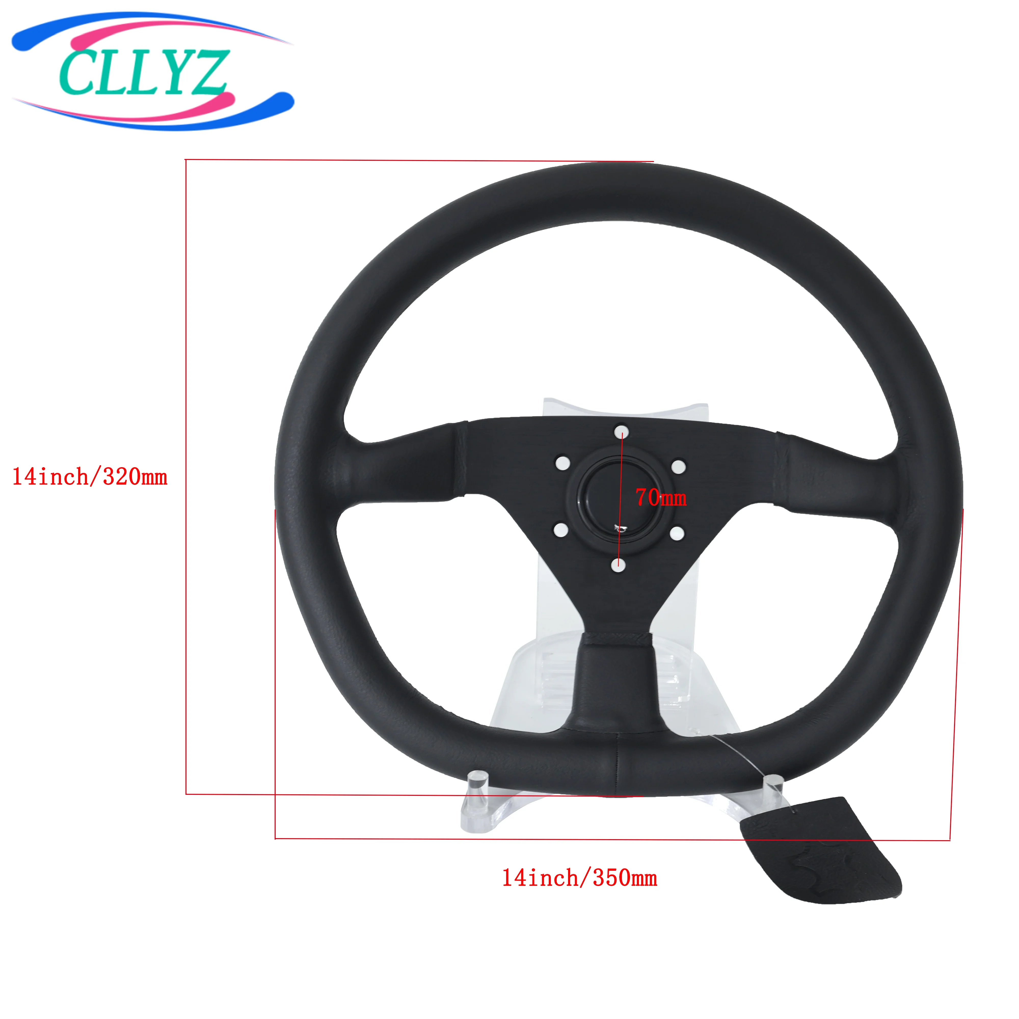 D Shape Ellipse 14Inch 350mm Racing Rally Modification Steering Wheel Suede Leather/Real Leather Car Sport