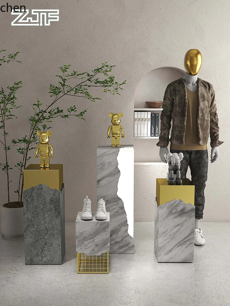 

YXY Men's Clothing Store Window Props Stand Clothing Shoes Bags Island Counter High Low Flow Square Column