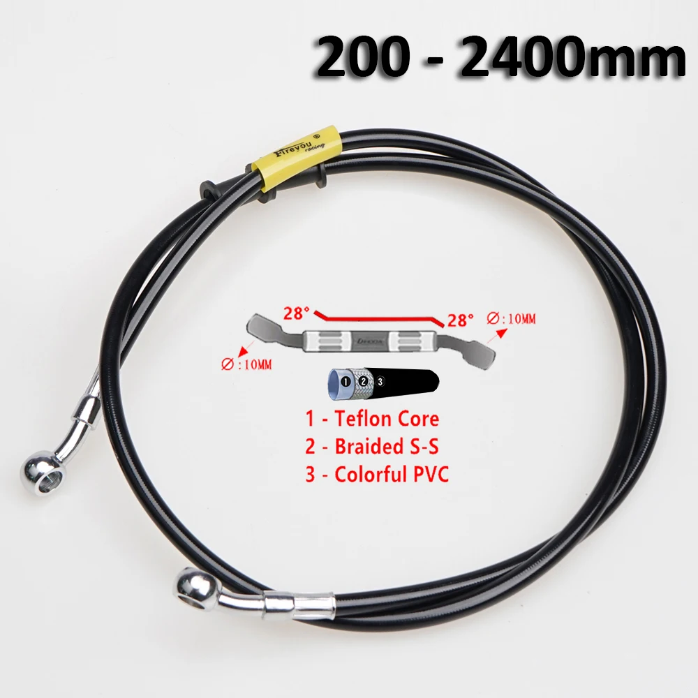 

200mm-2400mm Brake Hose Hydraulic DOT Line Cable 10mm Banjo for Suzuki Kawasaki Yamaha Pipe Line Braided oil hose 340 2300