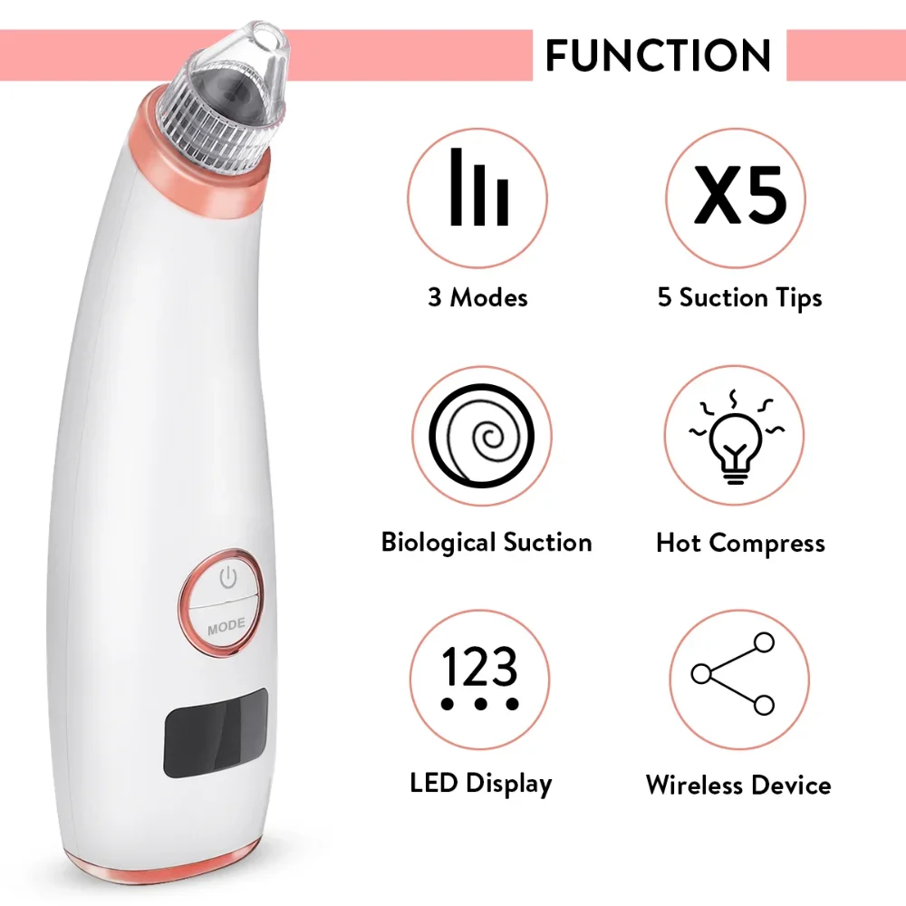 

Portable Electric Vacuum Blackhead Remove USB Rechargeable Nose Strip Machine Acne Remover Cleaning Instrument Inhalation Device