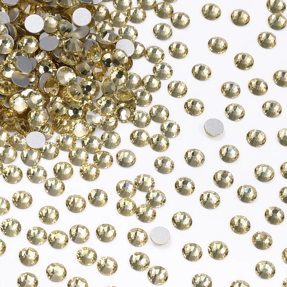 

QIIY SS3-SS30 Non Hot Fix Flatback Glass Light Yellow Rhinestones Decorations Crystal Accessories Nail Glitter Stone Diamond DIY