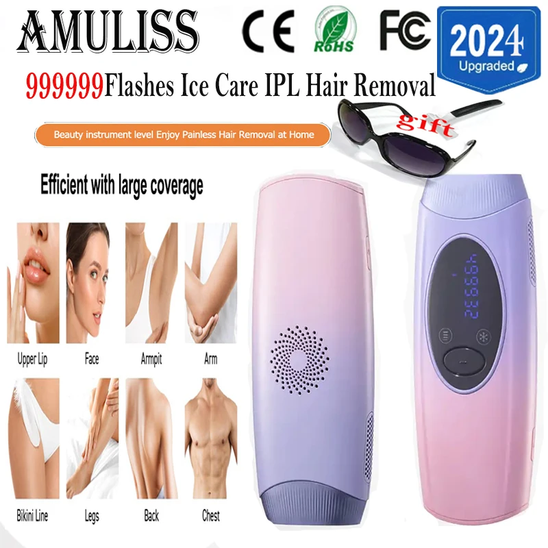 

Amuliss Hair removal IPL Depilator Pulses Permanent Laser Epilator Painless Bikini face and body machine home-appliance Devices