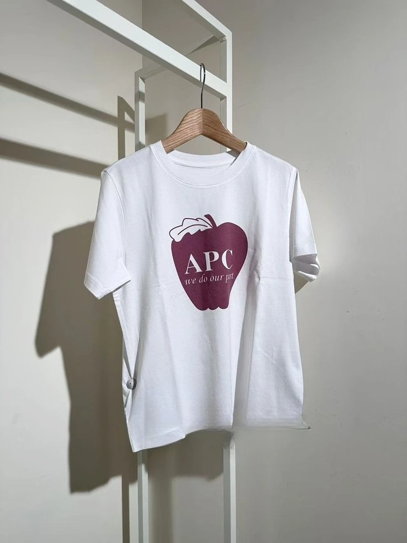 2026 Spring/Summer Short-Sleeved T-shirt with Apple Pattern Cotton Graphic Printing High-end Luxury Both of Men and Women
