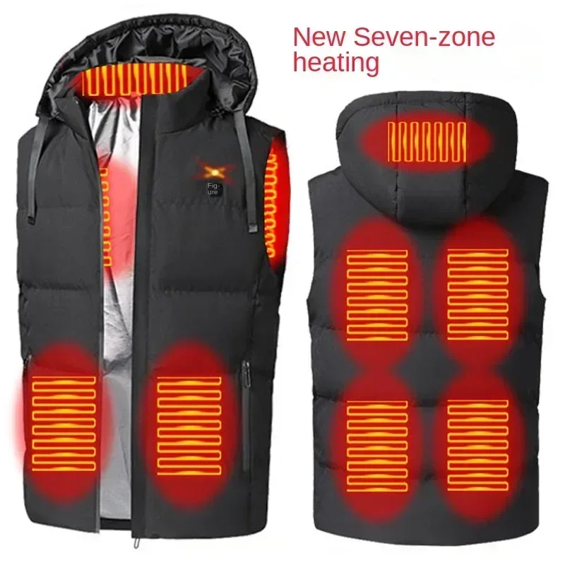 Best Durable 7Areas Heated Vest Men Women cycling Heated Jacket Winter Usb Self Heating Thermal Vest Heating Down Jacket Warmte