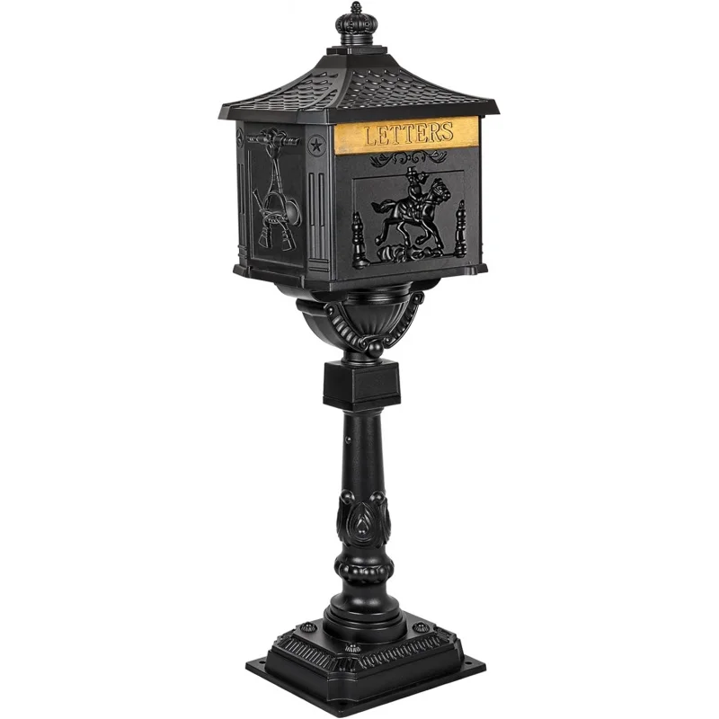 Mailbox Cast Aluminum Black Mail Box Postal Box Security Heavy Duty New