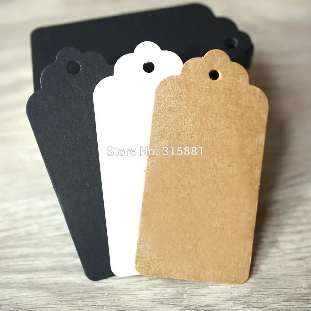 Kraft Gift Tags Scalloped Edge Wedding Party Paper Tag Price Label Hang Tag 100pcs/lot