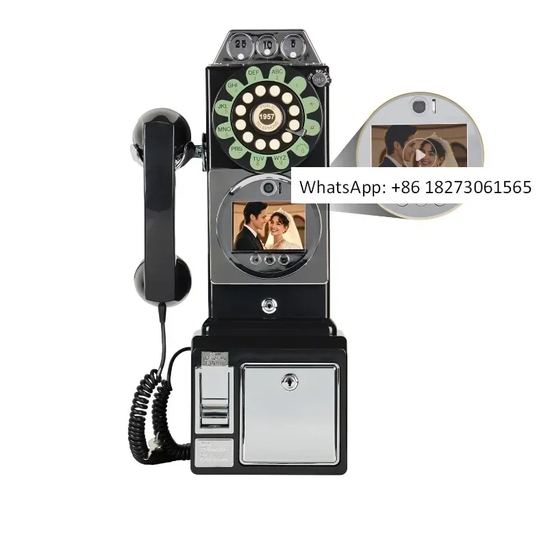 New 1080P HD Video Guest Book Wall Mounted Antique Phone Camera for Wedding Birthday Graduation Corded Telephones