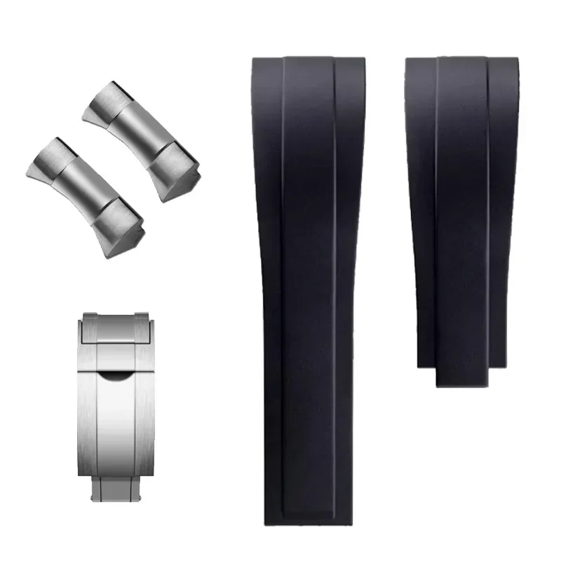 Soft Rubber Strap for Tudor 39mm 1958 BB58 Black Bay Panda Pro Black Shield Watchband Steel End Linker 20mm Bracelet accessories