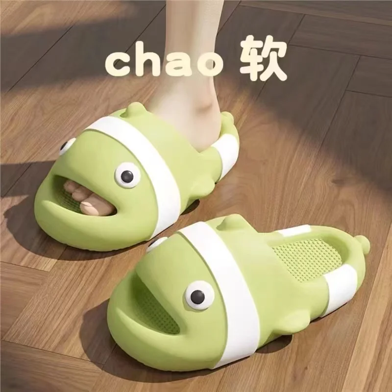 Funny Shoes Women Summer Home Bathroom Anti-Skid Couple Thick Soled Cute Little Fish Sandal Outdoor Man Beach Cartoon Slippers