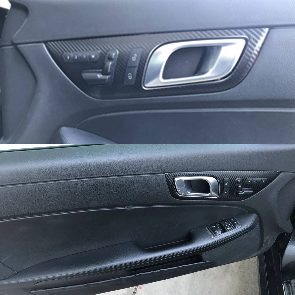 Para Mercedes Benz SLK R172 2011-2016 estilo de coche de fibra de carbono Interior de coche consola central moldura de Color pegatinas piezas