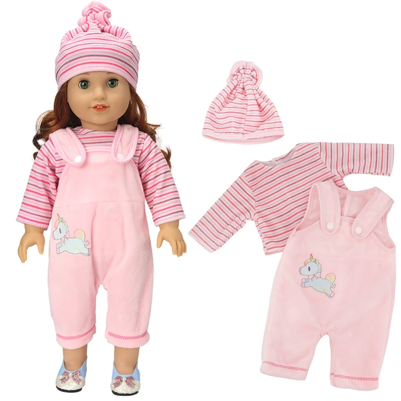 17 -18inch Doll Clothes Cute Cartoon Costume with Hat Dolls Suit for  Girl Doll Accessories Gift Doll House Accessories