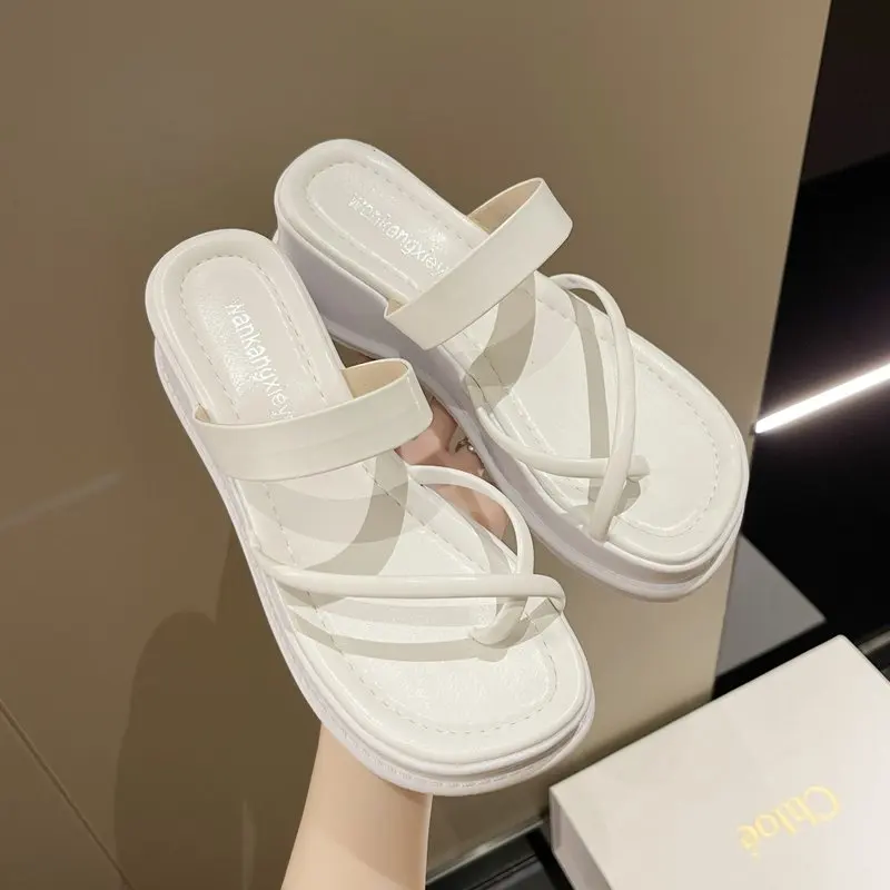 New Fashion Slippers Women Platform Sandals High Wedge Heels Summer Shoes Beach Flip Flops Solid Slides 2022 Slides