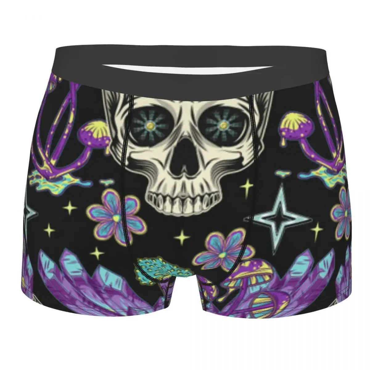 Men's Panties Underpants Boxers Underwear Colorful Skull Crystals Mushrooms Sexy Male Shorts