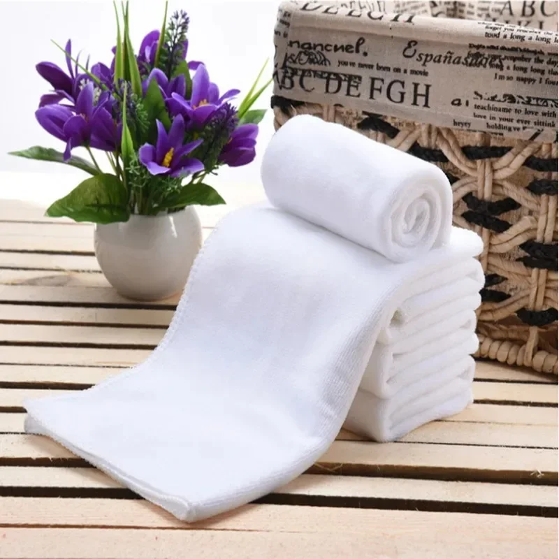 10PC White Ultra Soft Microfiber Fabric Face Towel Hotel Bath Towel Wash Hand Towels Portable Terry Multifunctional