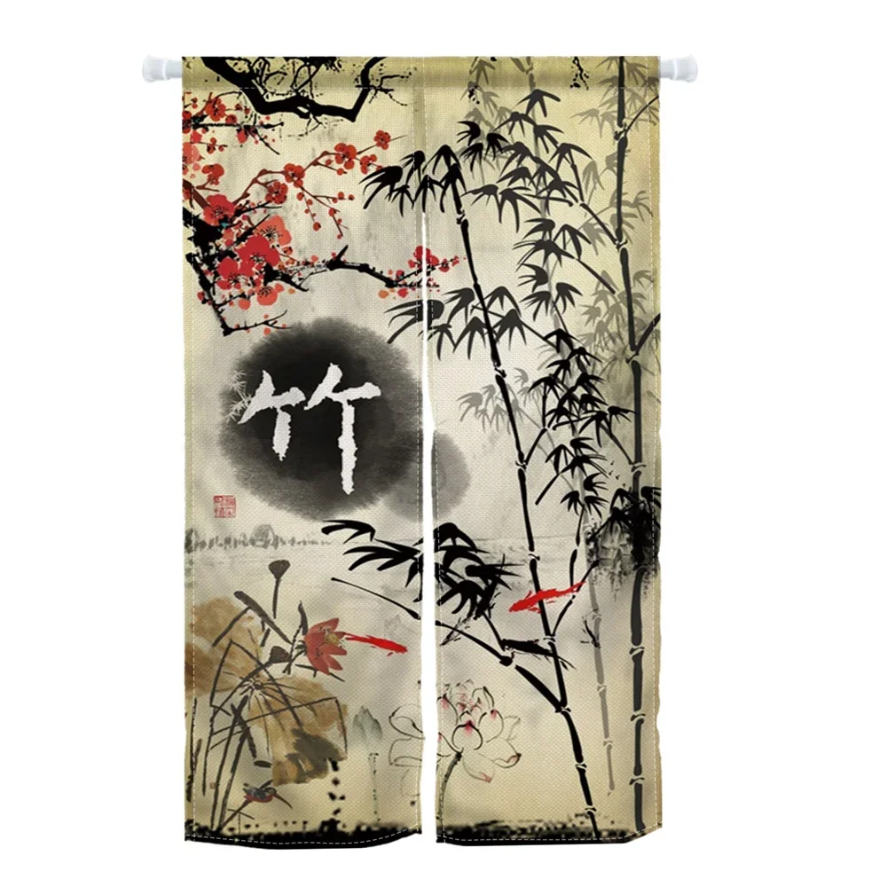 Chinese Traditional Ink Painting Door Curtain Wall Hanging Mountain Hang Curtain Japanese Noren Bedroom Partition Kitchen Door