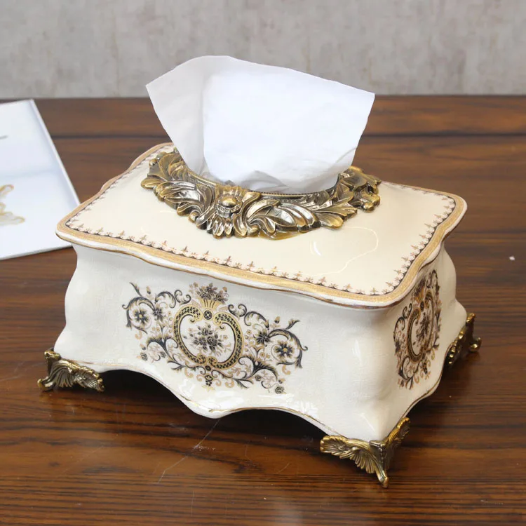 For Decorative tissue box, American ceramic carton, coffee table soft decoration ornament
