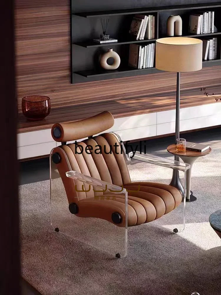 

A15 Italian minimalist acrylic single sofa chair villa living room light luxury leisure chair