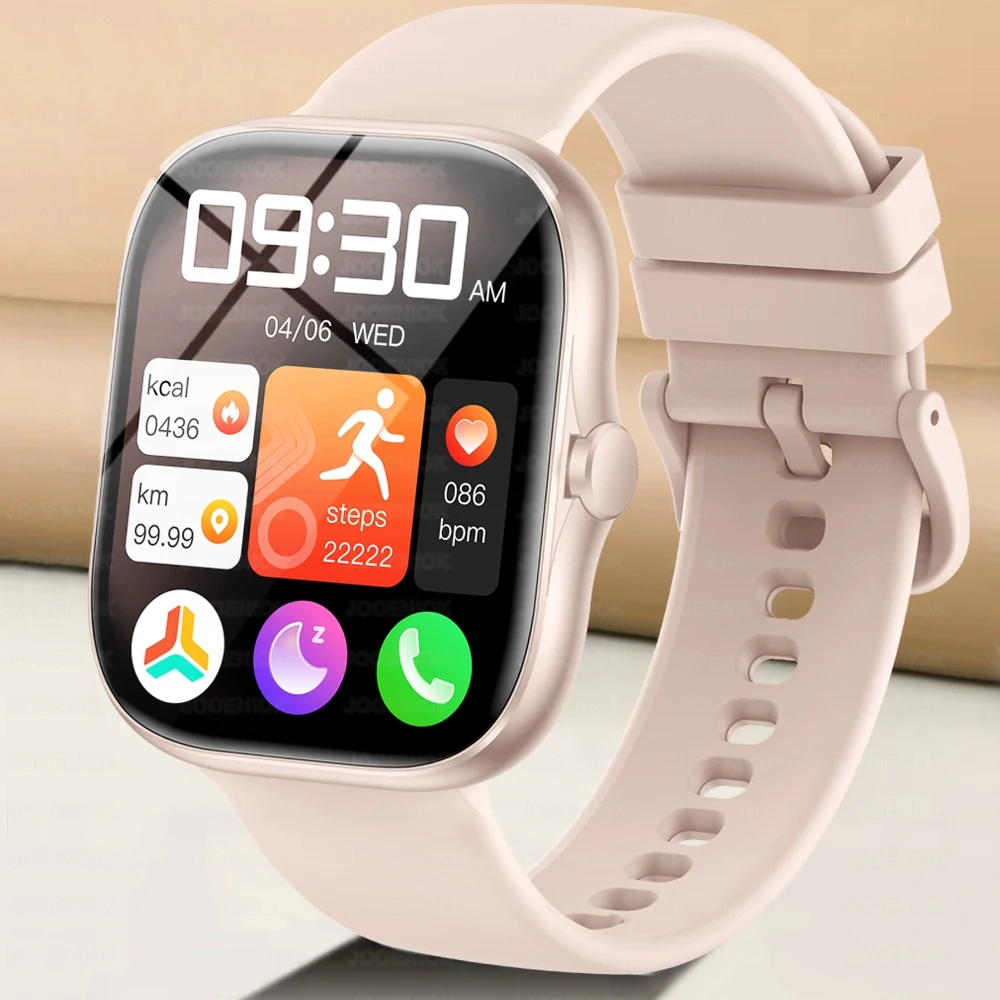 Fashion Women Smart Watch Full-Touch Screen Fitness Tracker Heart Rate Health Monitoring, BT Calling Smartwatch For Android iOS