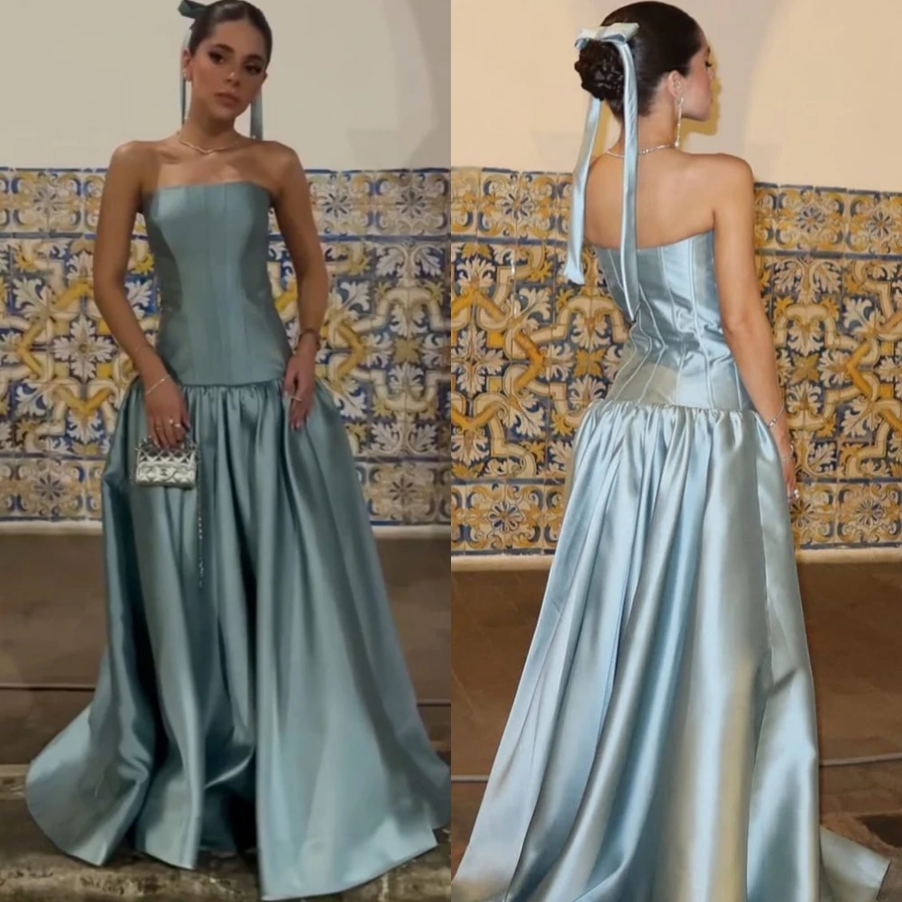 

Вечернее платье высокого качества без бретелек по индивидуальному заказу, классическое атласное коктейльное платье, современные платья без рукавов со шлейфом для особых случаев