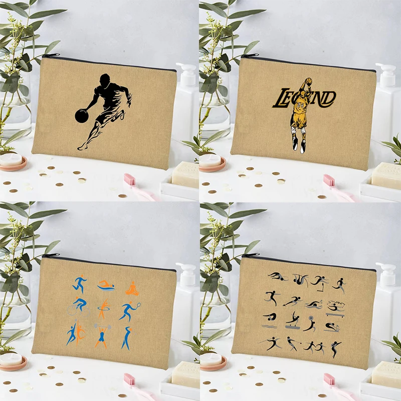 Linen Makeup Bag Football Basketball Sports Gift Prize Travel Shopping Stationery Storage Bag Fashionable Toiletries Wallet