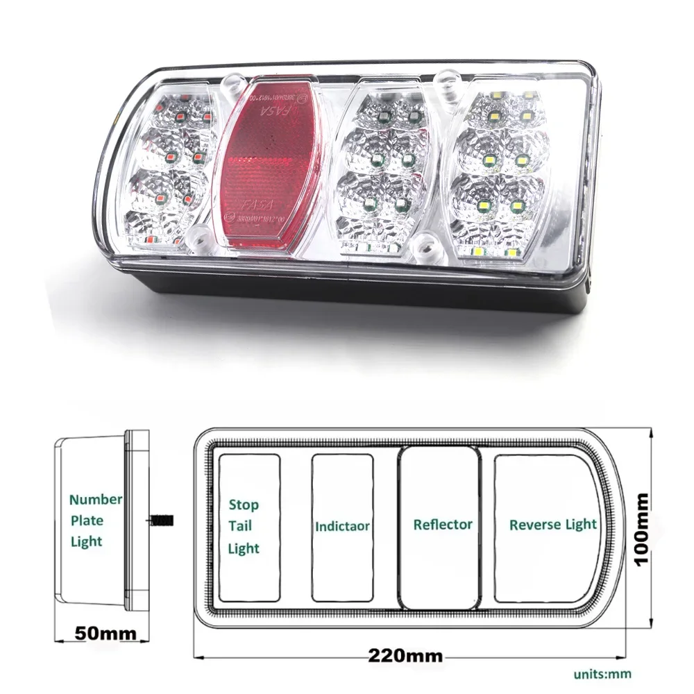 2pcs 12V 5.5 m Cable 13 Pin Plug Wiring Harness LED Tail Light Rear Stop Brake Light Signal Lamp Caravan Lorry Car Truck Trailer