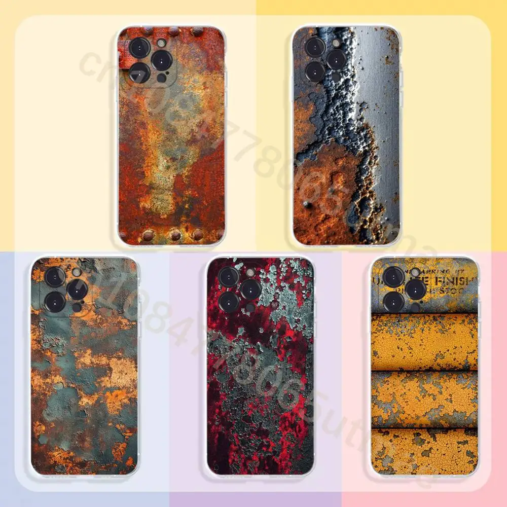 Industrial Style Rusty Phone Cases For iPhone17,16,15,14,13,12,11,Pro,Max,Plus Luxury Camera Protection Plastic