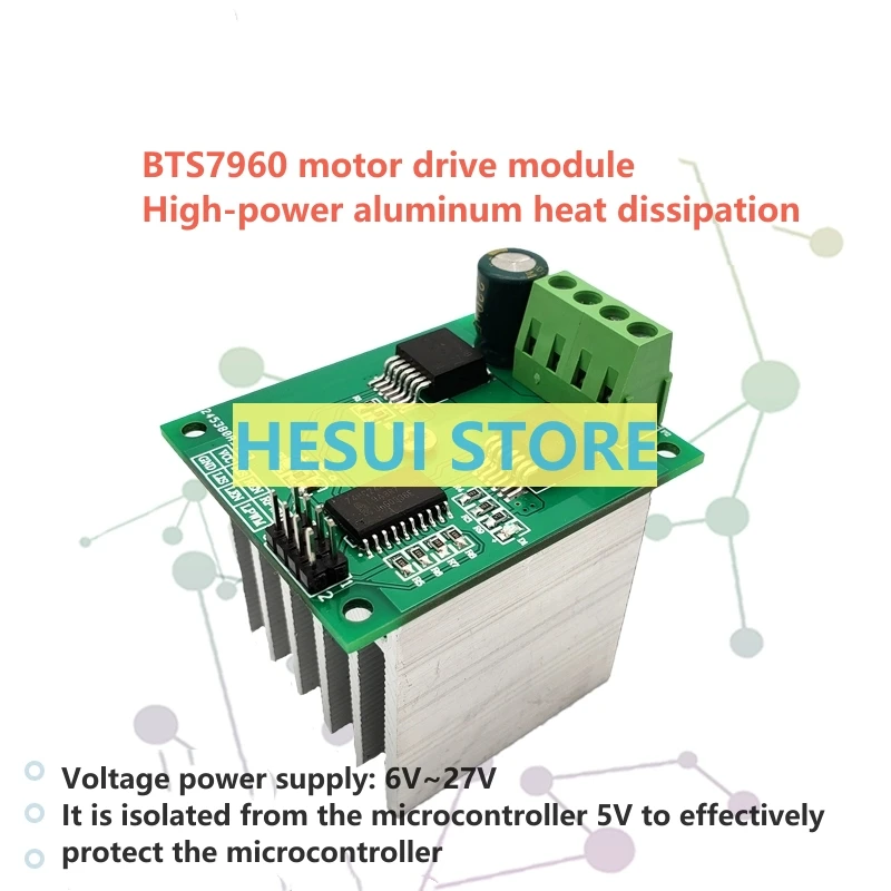 BTS7960 high-power motor drive board module smart car motor motor forward and reverse 43A current-limiting H-bridge