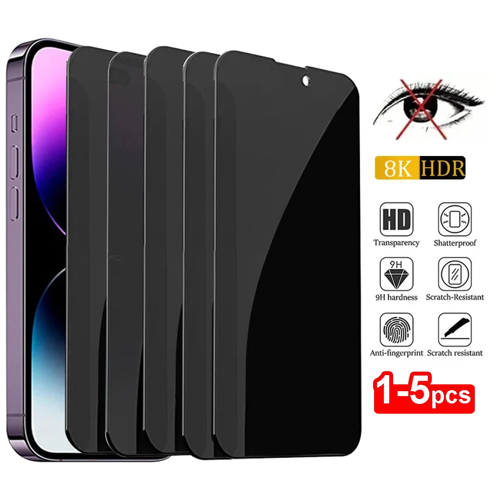 1-5Pcs Privacy Screen Protector for iPhone 15 14 13 11 12 Pro Max Mini Anti Spy Tempered Glass for iPhone 16 X XR XS MAX Glass