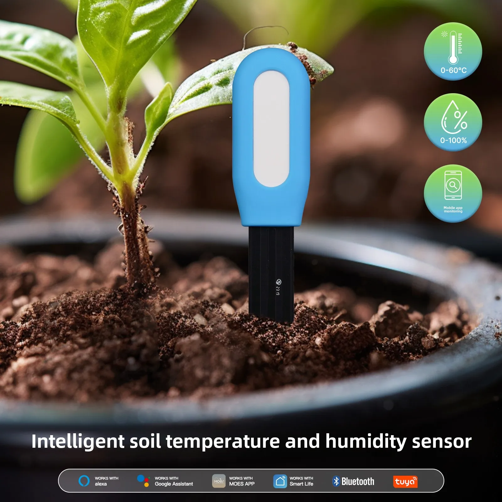 

Smart home soil bag app remote control inspection gardening temperature and humidity induction detector