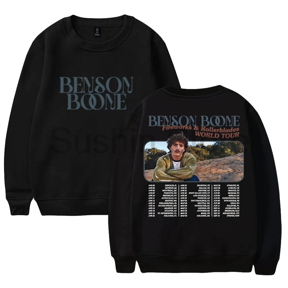 Benson Boone Fireworks and Rollerblades World Tour 2024 Crewneck Long Sleeve Streetwear Women Men Sweatshirt Fashion Clothes