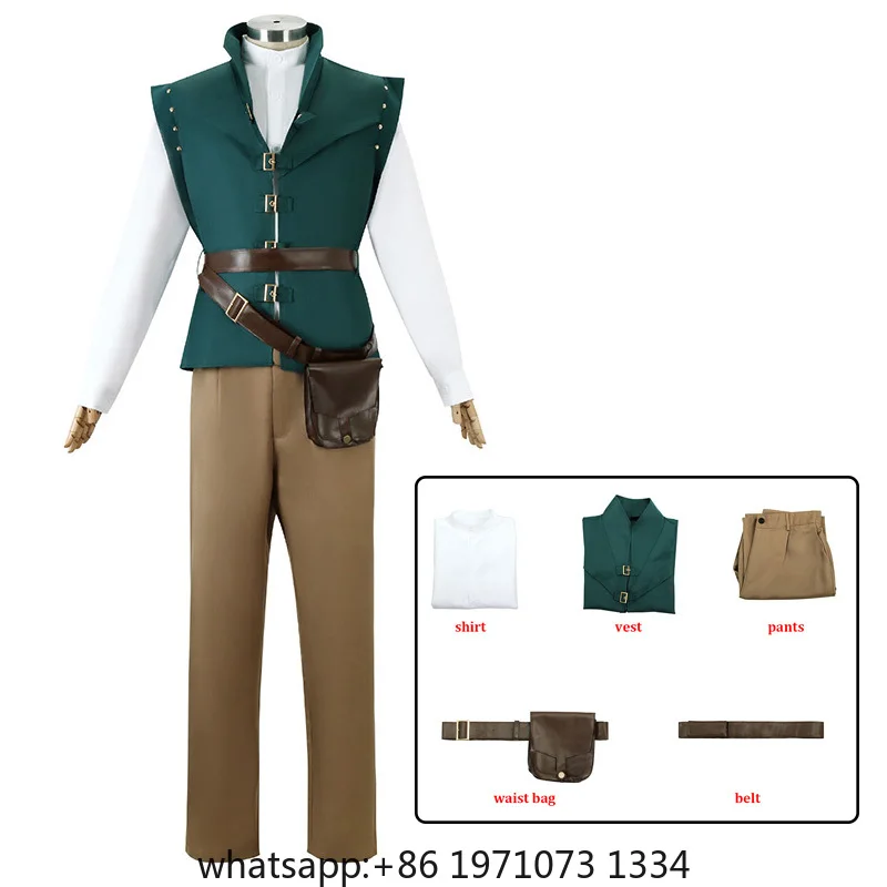 Flynn Rider Cosplay Costume Unisex Carnival Uniform Halloween Party Role Playing Outfits