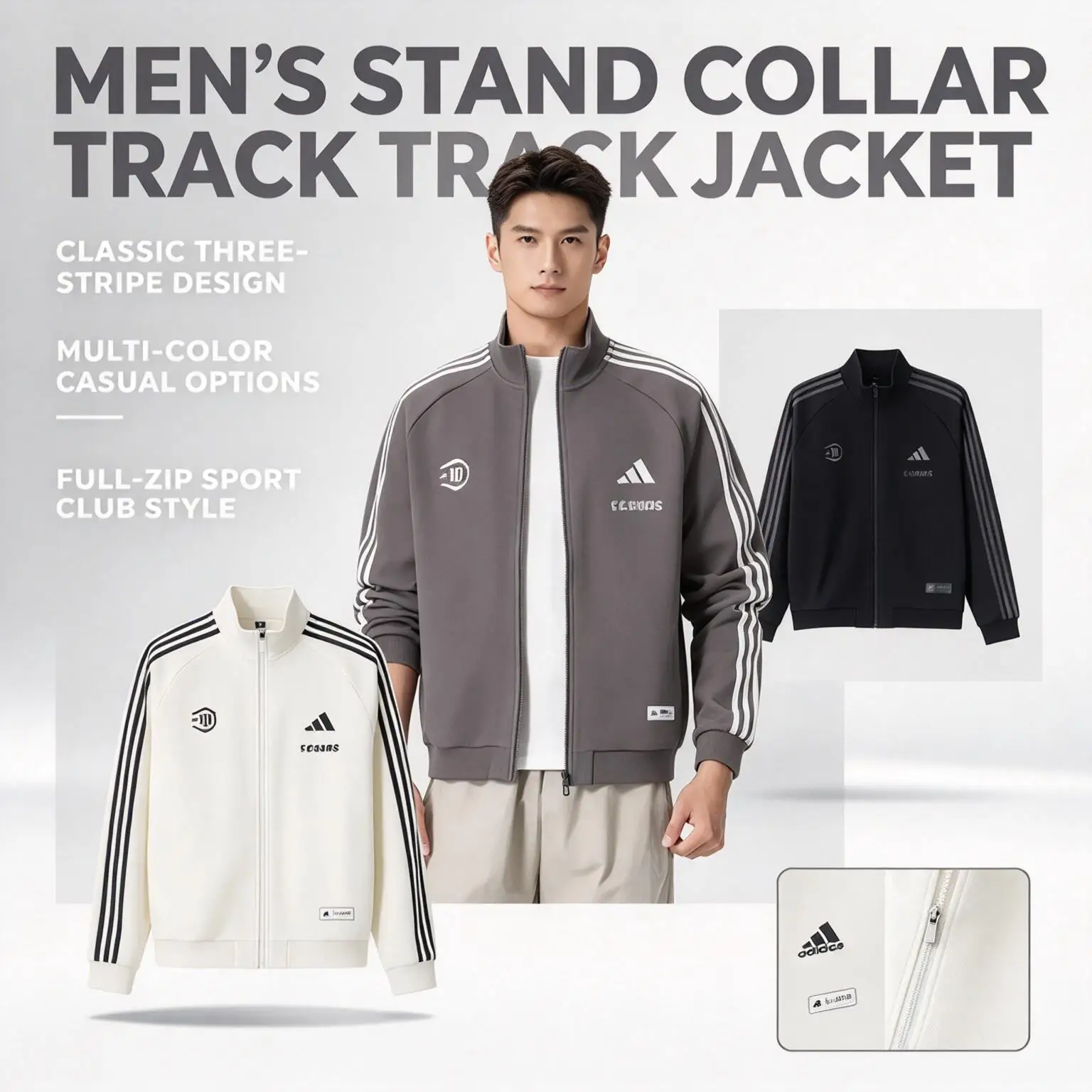Adidas ST TIRO WAF TT KX2855/KX2854/KX2853 Genuine Men's Waffle High Neck Striped Zipper Jacket