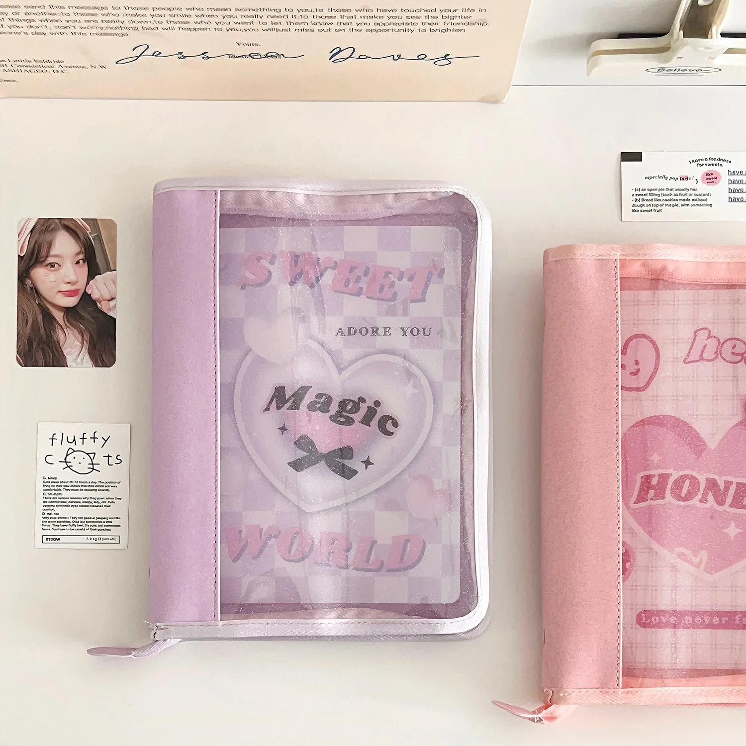 IFFVGX Kawaii A5 سستة الموثق حامل بطاقة الصور Kpop المعبود ألبوم الصور جمع كتاب القرطاسية المدرسية ألبوم الفقرة Fotos پوتوكاروداد باين أكثر