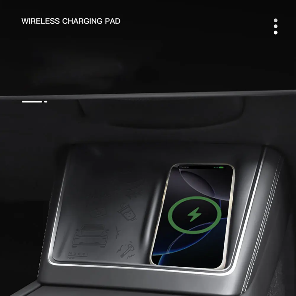 

Wireless Charger Pad For Tesla Model 3 Highland 24-26 Model Y 25-26 Accessories Center Console Organizer Charging Station Mats
