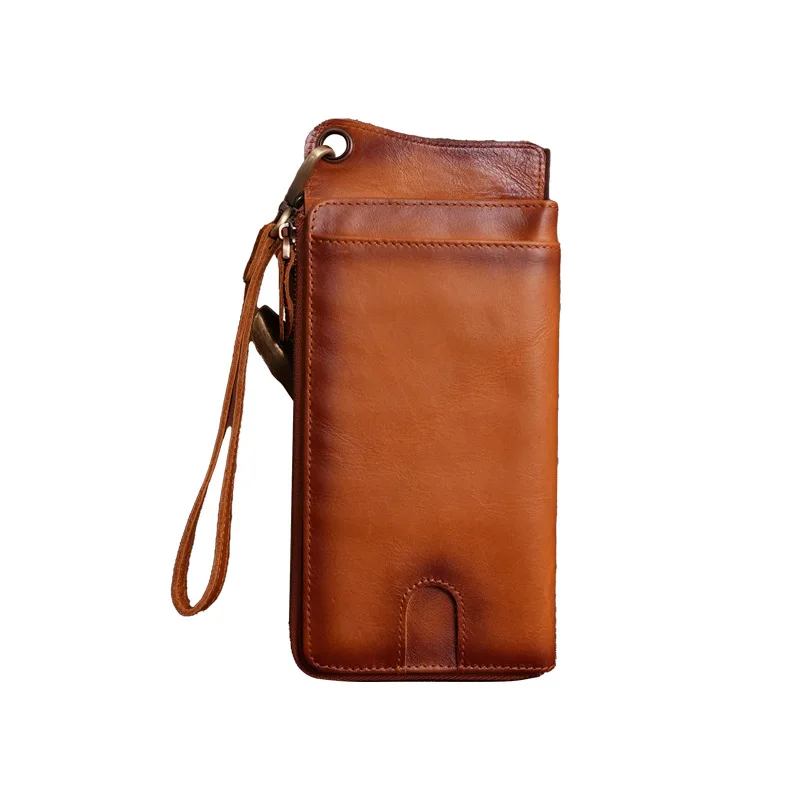 Leather Clutch Bag Long Wallet Men's Zipper Bag Multi-card Bag Large Capacity Multi-functional Casual Mobile Phone Bag