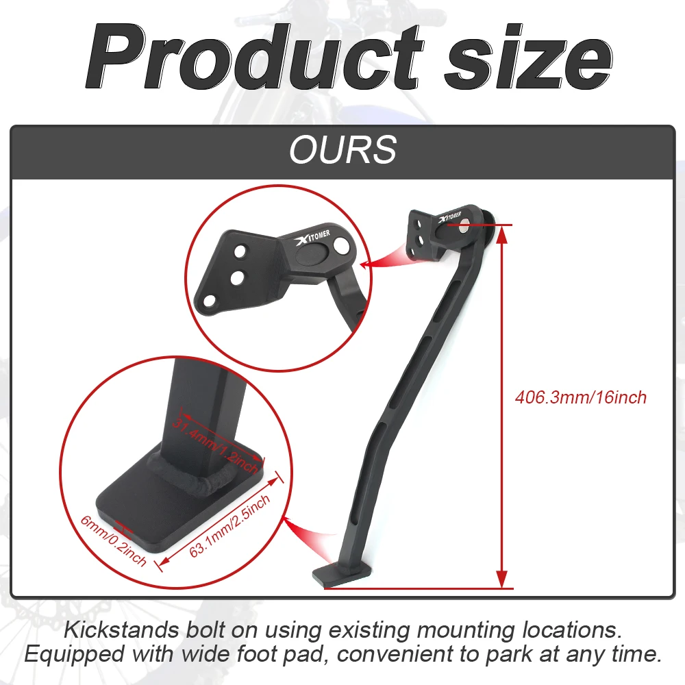 Motorcycle Fit For YAMAHA YZ250F YZ450F YZ 250F YZ 450F 2014-2018 2019-2024 Kickstand Side Stand Kit Parking Footrest Bracket