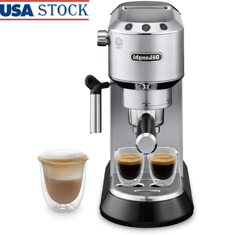 15Bar Espresso Maker Compact Design Manual Frother Easy Clean Removable Tank Drip Tray Authentic Barista Experience