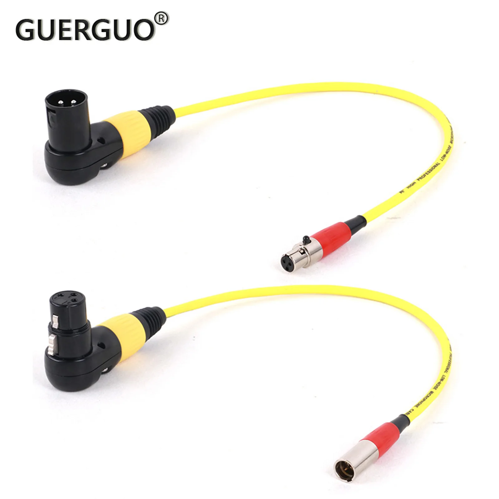 1PC GuerGuo 3pin Mini XLR Male/Female to XLR Female/Male Connector Right Angle Adapter Cable for Camera Video Assist 4K Sharp 8K