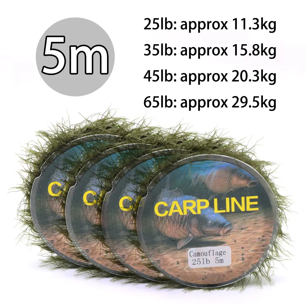 5m Carp Fishing Line Imitation Weed Line Method Feeder Lure Fish Hooklink Seagrass Thread For Carp Rig Making Accessories Tackle