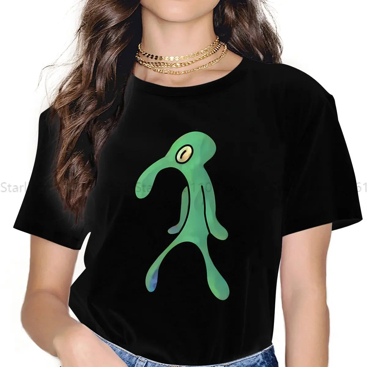 Bold And Brash Squidward Women's TShirt  Girls Y2k Basic Tees O-neck Polyester Female T Shirt Funny Gift