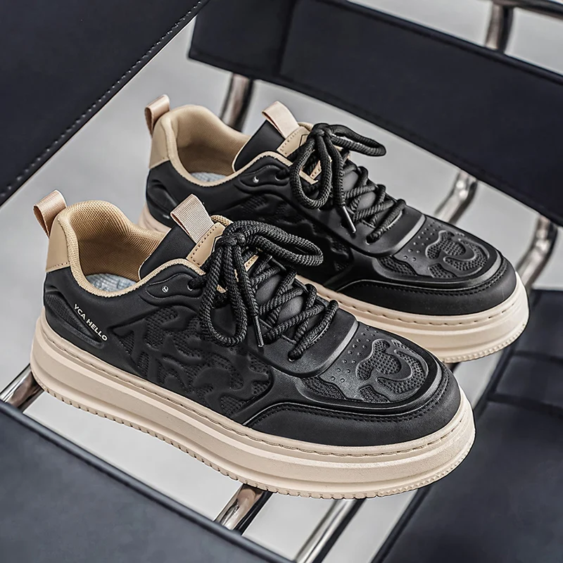 Men's Sport Shoes 2026 New Autumn Breathable High Top Boosting All-Match Low Help Board Shoes Youth Fashion Mesh Inner Material