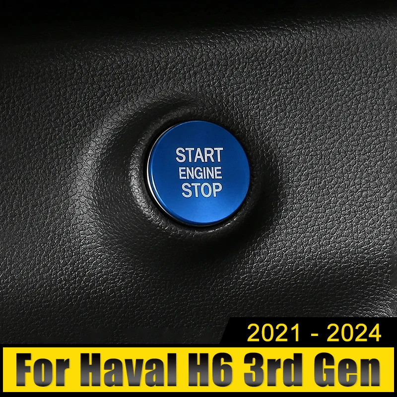 

For Haval H6 3rd Gen GT 2021 2022 2023 2024 HEV PHEV Car Engine One-Click Start Stop Button Ring Covers Circle Case Trim Sticker