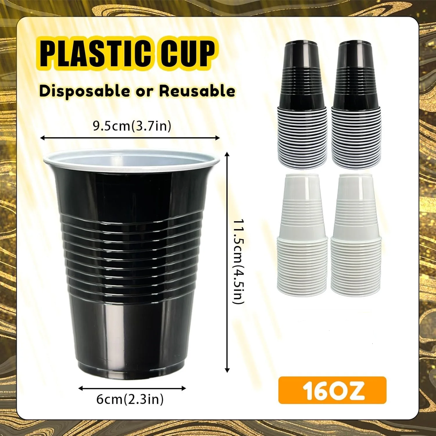 100 Pack 16OZ Disposable Party Cups for Graduation Birthday Christmas Halloween Wedding Picnic - 8 Available Colors