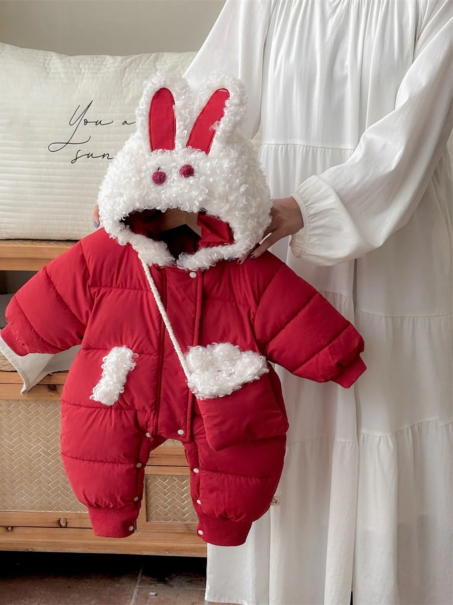 

Winter Thiened Outfit Baby Rer with Rabbit Ears for Cling Cute Faionable Infant Clothing Sweet Sle Long Sve Zi...