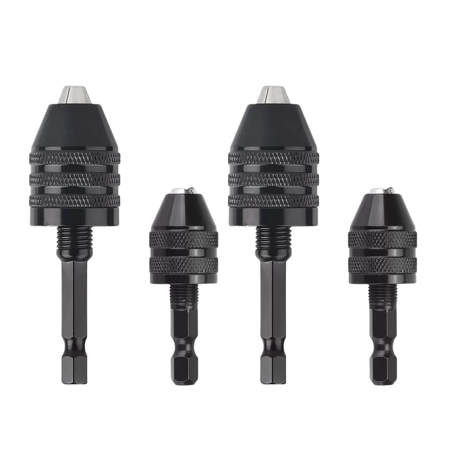4Pcs/Set Keyless Drill Chuck 1/4-inch Hex Shank Small Drill Chuck Change Adapter Bit Quick Change Converter Driver 0.3mm-6.5mm